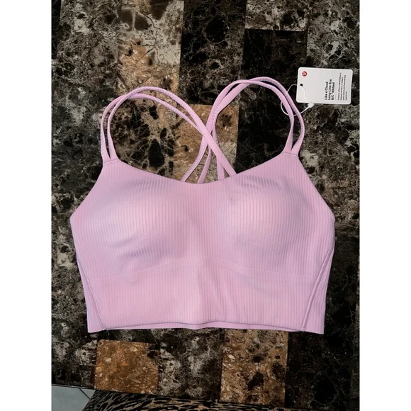 LULULEMON LIKE A CLOUD LONGLINE BRA B/C RIBBED PINK COLOR SIZE 4 NWT